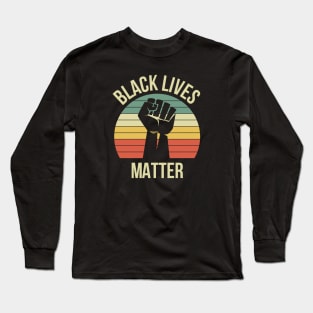 BLM Fist Retro Sunset Long Sleeve T-Shirt